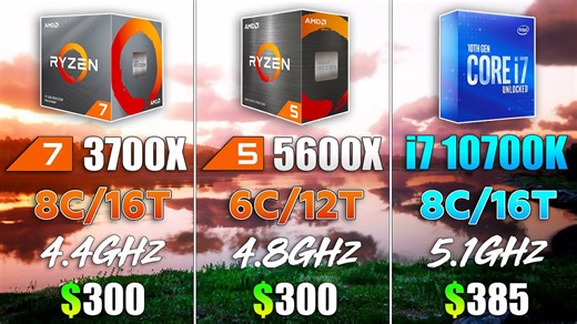 Ryzen 5 5600X vs i7 10700K vs Ryzen 7 3700X - Test in 8 games