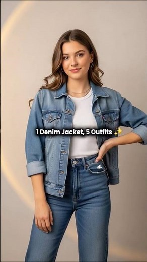 1 Denim Jacket, 5 Outfits ✨ #ootd #shorts #fashion