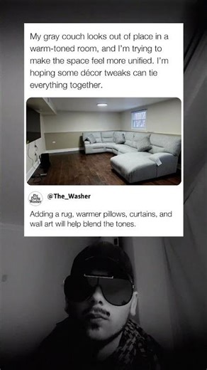 Making a Cool Gray Couch Fit a Warm Room