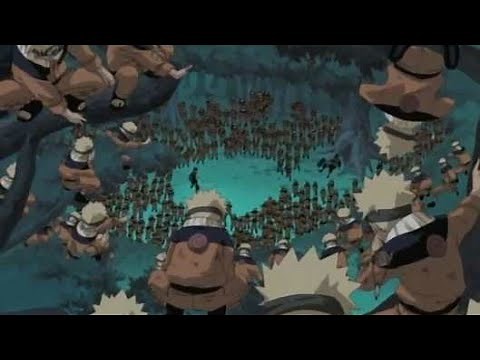 Naruto first time use shadow clone jutsu and make thousands of clones English dub
