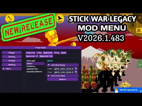 Stick War Legacy MOD MENU v2026.1.483 | UNLIMITED GEMS, NO KEY, 100% WORKING!