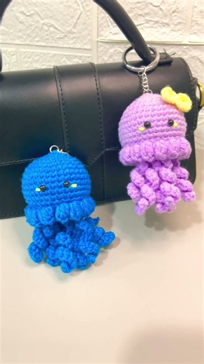 Cute Crochet Jellyfish Keychain 🪼✨ Easy Amigurumi DIY #shorts