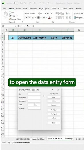 How to use the data entry form in Excel! #excel #spreadsheet #exceltips