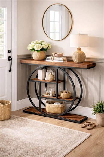 Rustic Wood Console Table | Modern Entryway Sofa Table | Industrial Hallway Accent Furniture - Etsy