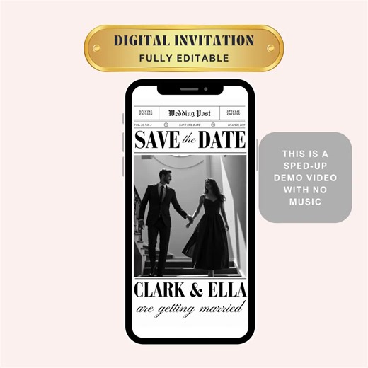 Digital Newspaper Engagement Announcement Template, Editable Wedding Announcement, Save the Date Newspaper - Etsy