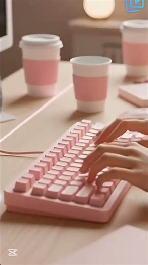 Girl typing on pink keyboard ASMR||#shorts #asmrsounds