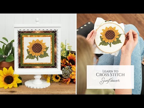 Learn To Cross Stitch - Sunflower with Shabby Fabrics