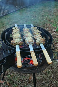 These Parmesan Herb Pork Loin Skewers are fire! 🧀 🌿 🍖 🔥 . Cheese is the key to life. It is so delicious and amazing, that it was hard not to make these Parmesan Herb Pork Loin Skewers. Using half of a pork loin, we made garlic herb marinated steaks that we skewered and cooked over the fire. Adding a dusting of parmesan cheese over top right at the end was the ideal ending. Let’s jump right in! Find the recipe on my blog: https://overthefirecooking.com/parmesan-herb-pork-loin-skewers/ 🍻 👍 .
