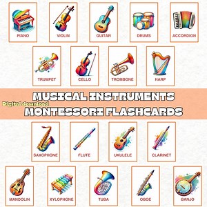 Musical Instruments Flashcards PDF – Montessori Printable Learning Cards for Kids – Digital Download - Etsy