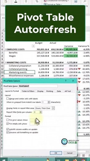 Pivot Table Auto refresh #excel