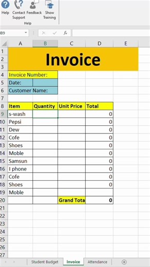 How To Create Simple Invoice In Excel 🔥 #invoice #excel #shorts