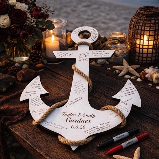 Anchor Wedding Guest Book, Nautical Wedding Sign, Ocean Wedding Decor, Navy Wedding Sign, Custom Guest Book Alternative - Etsy