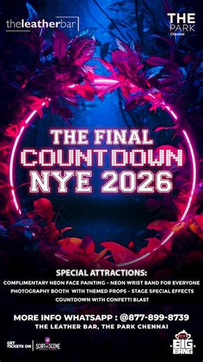 CHENNAI NIGHT LIFE ® on Instagram: "The final countdown to NYE 2026 starts here ⏳✨ NEON NIGHT at @the_leather_bar 💥 From glowing face paint to neon bands, the vibe goes full electric ⚡ Techno beats • Immersive neon setup • Limited entries only 🎟 Tickets live on @clubinn.life 🎉 Event by @big.bang.entertaiinment Glow in. Zone out. Count down in neon. 💚🖤"
