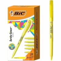 BIC Brite Liner Highlighter - Chisel Marker Point - Fluorescent Yellow Ink - 24 / Box | Grand & Toy
