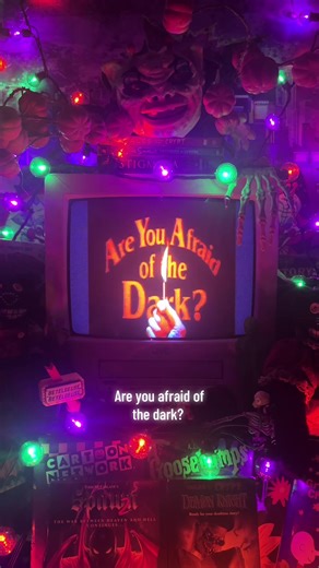 Cool facts about the intro of “Are you afraid of the Dark?”: 🎃 1. The Creepy Intro Was Designed to Feel “Wrong” The opening wasn’t just spooky — it was intentionally off. \t•\tThe swing moving by itself. \t•\tThe empty playground. \t•\tThe red clown. \t•\tThe slow pan over the attic. \t•\tThe distorted carnival music. It was filmed to feel like you were watching a forgotten VHS tape — which fits your whole retro CRT vibe perfectly. ⸻ 🎠 2. The Music Is What Made It Terrifying The theme was comp