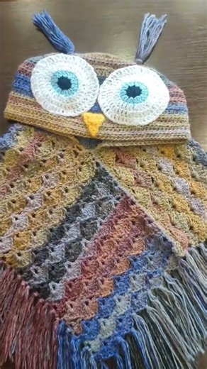 Crochet owl poncho. Heklani ponco sovica