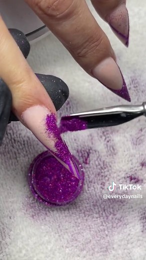Purple Glitter Nail Design Ideas and Tutorial