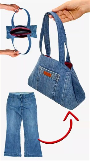 DIY half-moon Bag from old Jeans🪡 🧵✂️ 👜✌️