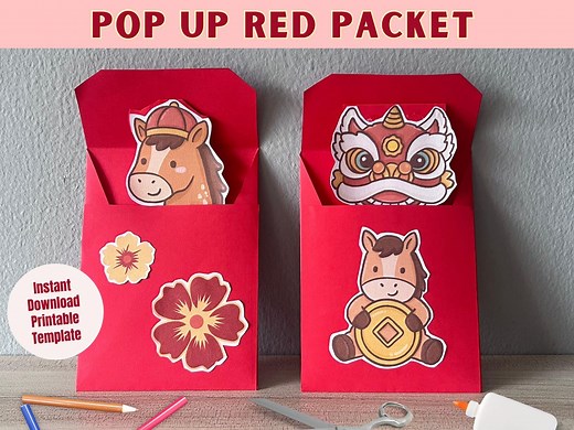 2026 Chinese New Year Pop up Red Packet Printable Craft Template for Kids - Etsy