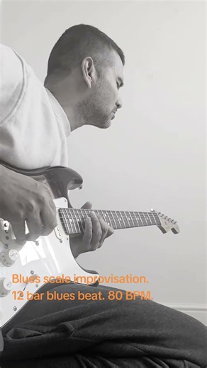 Blues scale improvisation.12 bar blues beat. 80 BPM. #guitar #bluesscale #improvisation