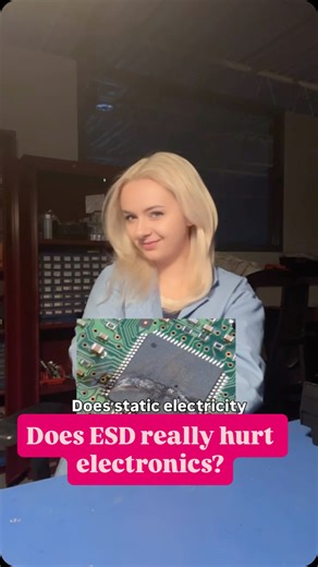 Nes on Instagram: "Electrostatic discharge (ESD) scares technicians and engineers alike. It can really mess things up in theory!! I’ve been getting better at remembering my bracelet but I’m not as diligent as I should be 🥲🥲🥲 #electronics #STEM #electricalengineer"