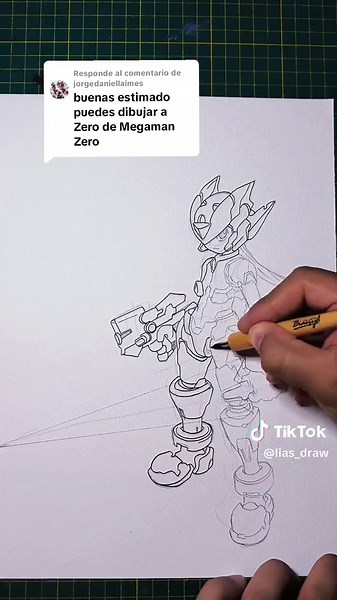 Megaman Zero Drawing in Ink and Watercolors