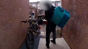 Deliveroo driver caught on doorbell camera riding off with the order