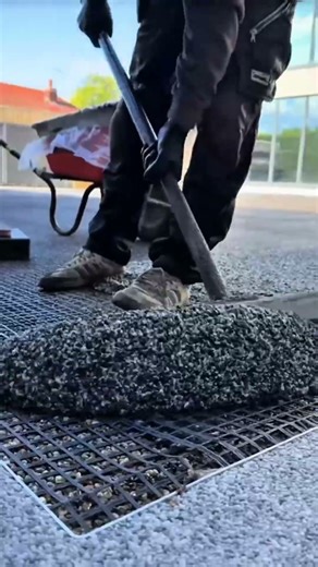 This is the process of mixing small stones with grout to make a house yard pathway #construction