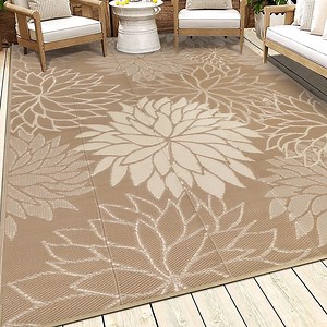 Ileading Outdoor Rugs for Patios Clearance 6'x9' Waterproof Patio Mat Plastic Straw Rug Reversible RV Camping Tent Rug Outside Area Rug for RV, Patios,Deck, Beach,Balcony, Camping
