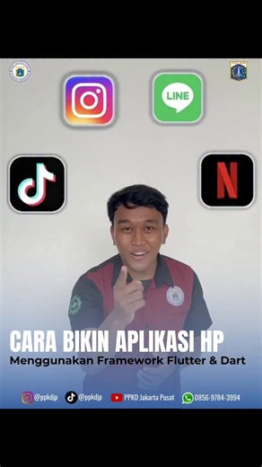 PPKD Jakarta Pusat on Instagram: "Masih mikir bikin aplikasi itu ribet? Sini deket, bestie. Kak Kresna mau ajak kamu ngintip dapur App Developer (Mobile Programming). Di kelas ini kamu bakal: Belajar bikin aplikasi dari NOL Dengan cara yang FUN, nggak bikin ngantuk Pakai tools kekinian yang dipakai developer beneran Tapi masih kepo gimana cara aplikasi favorit kamu dibuat? Yuk buruan siapin diri buat daftar kelas App Developer (Mobile Programming)! Stay tuned… pendaftaran bakal dibuka sebentar l