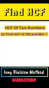 Long Division Method for HCF #hcfbydivisionmethod #HCF