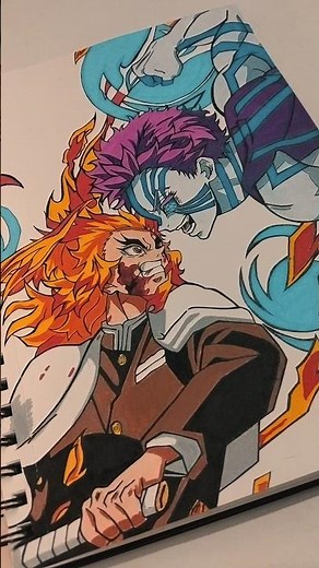 How To Draw Rengoku Vs Akaza Step by Step #art #animeeart #rengokukyoujuro #akaza #demonslayer
