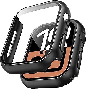 TAURI 2 Pack Hard Case for Apple Watch Series 10 (2024) 42mm, with PC Tempered Glass Screen Protector, [Scristant Resistant], [Overall Protection] Slim Cover for iWatch S10 42mm, Black