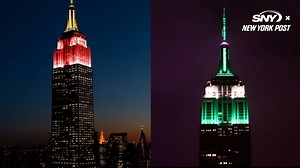 The Empire State Building lights up in the colors of the Eagles and the Chiefs after their Conference Championship wins
