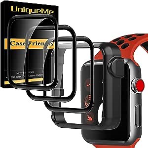 [3 Pack] UniqueMe Screen Protector for Apple Watch 44mm Series 6/5/4 and Apple Watch SE 44mm, [Installation Frame] [Upgrade Flexible Film] Soft HD TPU Clear Anti-Scratch Film