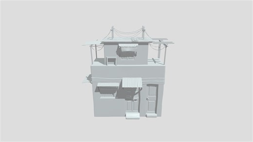 Yellow two - story house - 3D model by ngquocdat0204