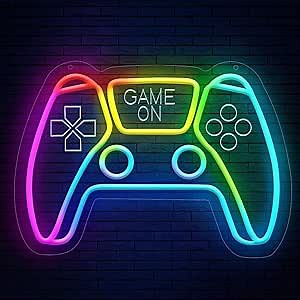 Lumoonosity Gaming Led Lights - Gamer Neon Sign with Timer Function for Gaming Room, Bedroom - Dimmable Game Neon Sign for Gamers, Streamers - Customizable Dream Color Controller Light Sign