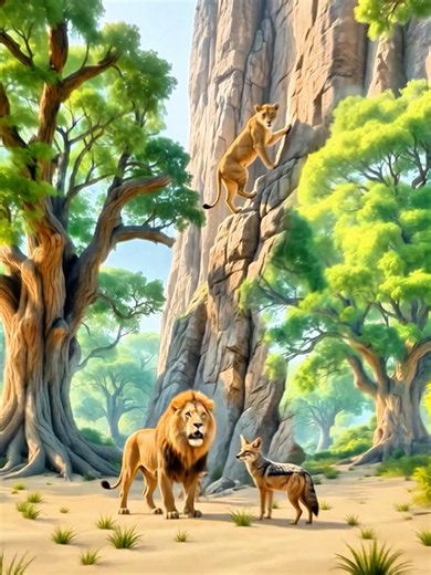 This Video Is a Story The Lioness Fell Off the Mountain While Trying to Save Her Cub! 🦁💔#sotrytime #animalstory #facts