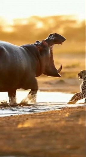 Hippo Smash a Leopard in Seconds Epic Wildlife Battle #wildlife #nature #animals