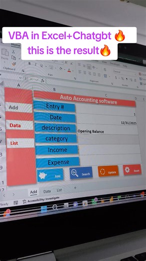 comment VBA and i will send you the visual codes i have used, Accountinf software in Excel📊🔥 #vba #excel #accountingsoftware #system #claudai