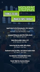 1.5K views | Come to #HistoricallyEdgy @downtownyorkpa this Friday for March First Friday! First Fridays, sponsored by @wellspan_health are a celebration of Downtown York businesses, boutiques, restaurants, art galleries, and night-life hot spots. From 5pm-9pm, and some events extended beyond those hours, downtown businesses host specials just for you to enjoy! For the full line up, visit downtownyorkpa.com/firstfridays. | Downtown York, PA | Facebook