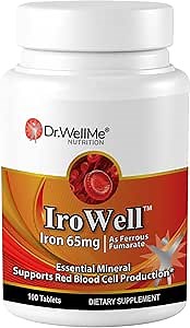 Amazon.com: DR WELLME NUTRITION Irowell Iron Tablets 65mg – 100 Tablets for a Full 100-Day Supply Ferrous Fumarate for Energy, Muscle Strength & Immunity – Iron Supplement for Men & Women : Health & Household