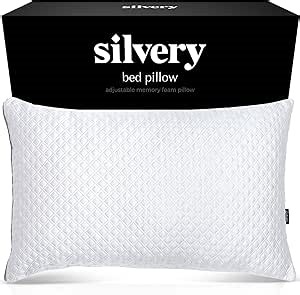 Silvery Memory Foam Bed Pillow - Patent-Pending Self-Cleaning Technology™ for Hygienic Sleep - Cooling Hypoallergenic Adjustable Pillows for Side, Back & Stomach Sleepers