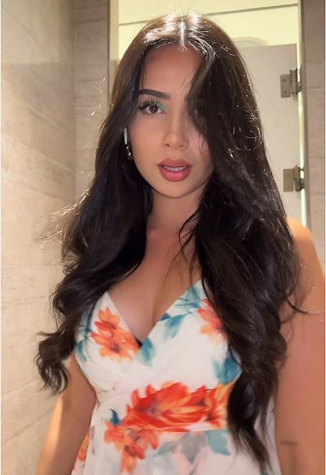 Charming Floral Dress Styling in a Modern Bathroom