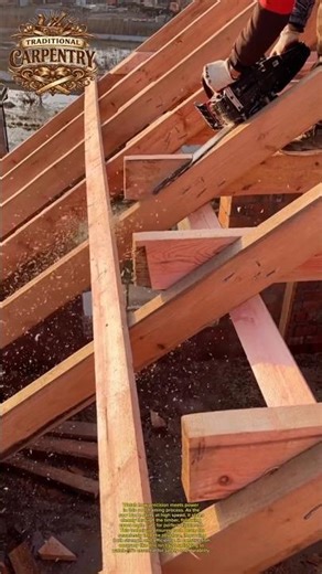 Precision Roof Framing Cut with Power Saw #Carpentry #Construction #Woodworking
