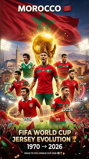 Morocco 🇲🇦 FIFA World Cup Jerseys Evolution 1970–2026
