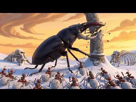 Brutal Clash! Giant Beetle vs Snow Spiders | Epic Ant War