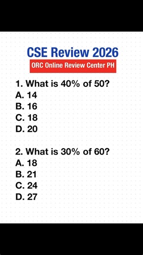192K views · 2.1K reactions | CSE Review 2026: Percent of a Number | ORC Online Review PH | Facebook