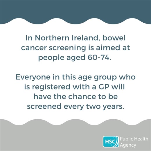 1.1K views | Bowel screening - the facts ✋ Bowel screening looks for hidden blood in your bowel movements and can reduce your risk of developing bowel cancer. Everyone aged 60 - 74 in Northern Ireland who is registered with a GP will be invited to take part in the bowel screening programme every two years. For more info on bowel cancer and screening, visit www.nidirect.gov.uk/bowel-screening #BowelCancerAwarenessMonth | Public Health Agency | Facebook