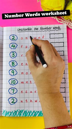 44K views · 305 reactions | ✨ Unscramble the Number Words! A fun and easy activity for kids to learn number spellings. Perfect for nursery, LKG & UKG children. Boost your child’s vocabulary + spelling skills with this engaging worksheet ✏️ Comment “PDF” if you want the printable! #NumberWordsWorksheet #KidsLearningActivities #KittuzLearningHub #maths #preschool #lkg #ukg | Renu Bala | Facebook